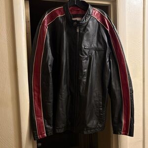 Vintage Wilsons Leather M. Julian Black Red Striped Motorcycle Jacket Mens 2XL
